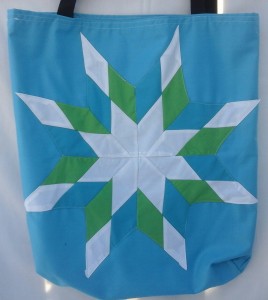 1. Blue bag with white, blue and light green star