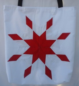 6. White bag with red, and white star