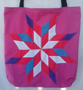 6. pink bag with white, hot pink, light & dark blue star