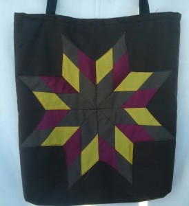 1. Brown bag with brown, burgundy red & yellow star