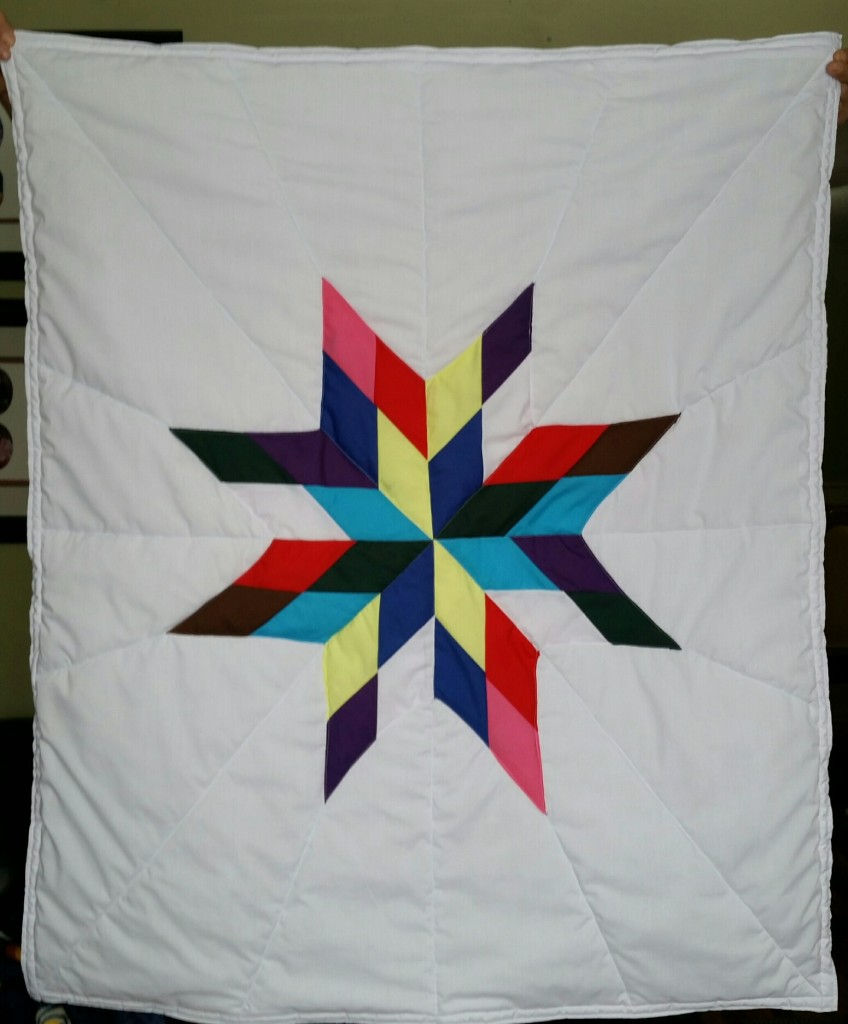 White Baby Star Blanket with multi-color star
