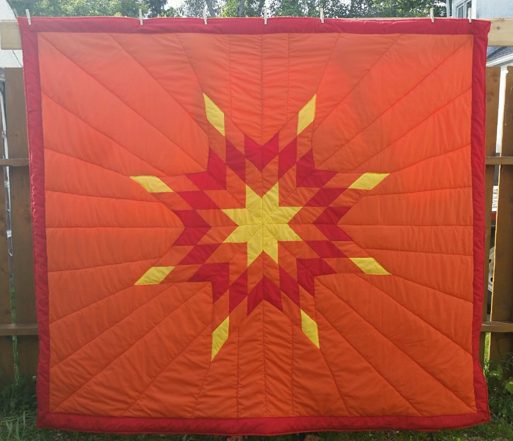 Orange Star Blanket with Yellow, Red, and Orange Star (FIRE COLORS) with Red border