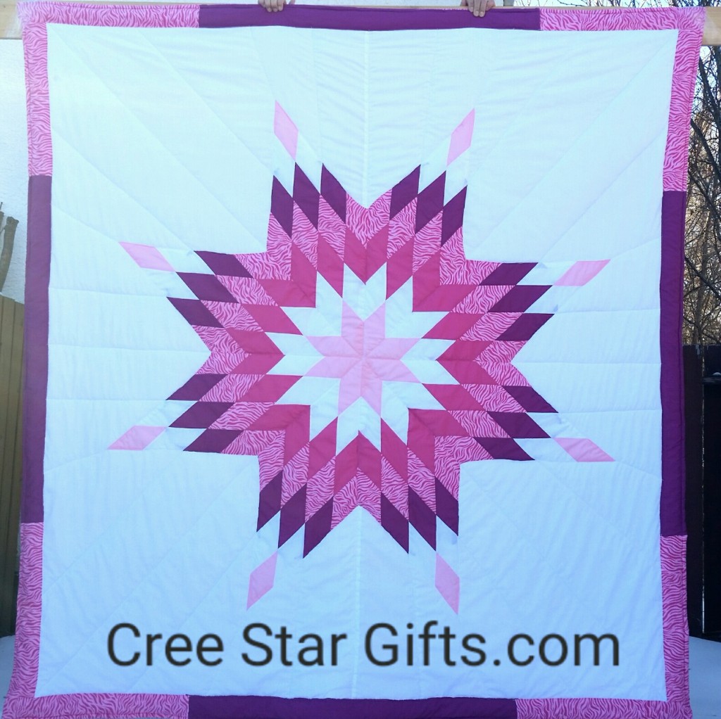 White Star Blanket with Pink - Zebra Print, purple, white, pink and magenta Star, with Zebra Print Backing