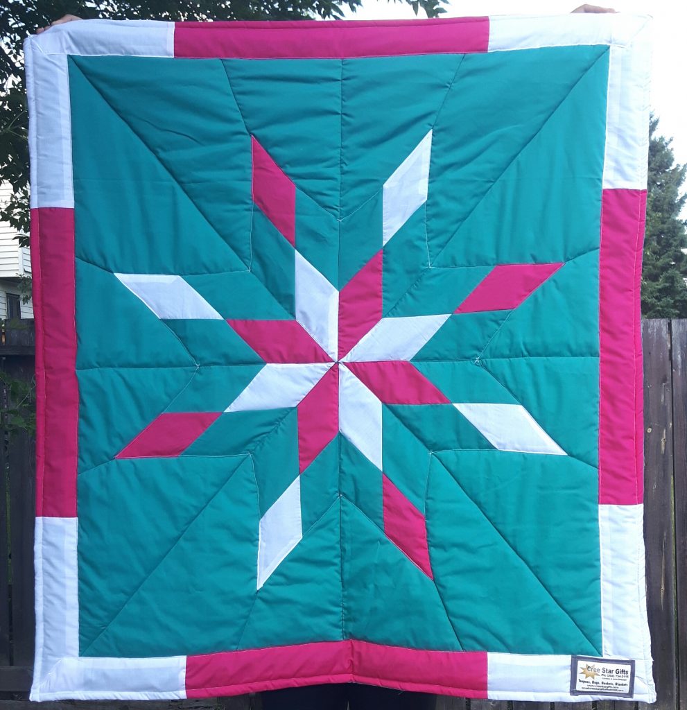 pink and teal baby blanket