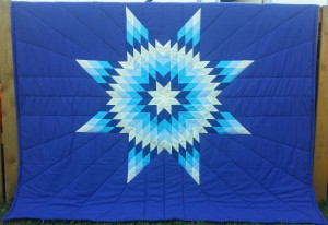 Dark Blue Blanket with Yellow, Dark & Light Blue, and Turquoise Star.