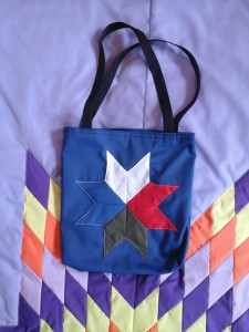 Blue Seminar Bag, with white, red, green and blue star.